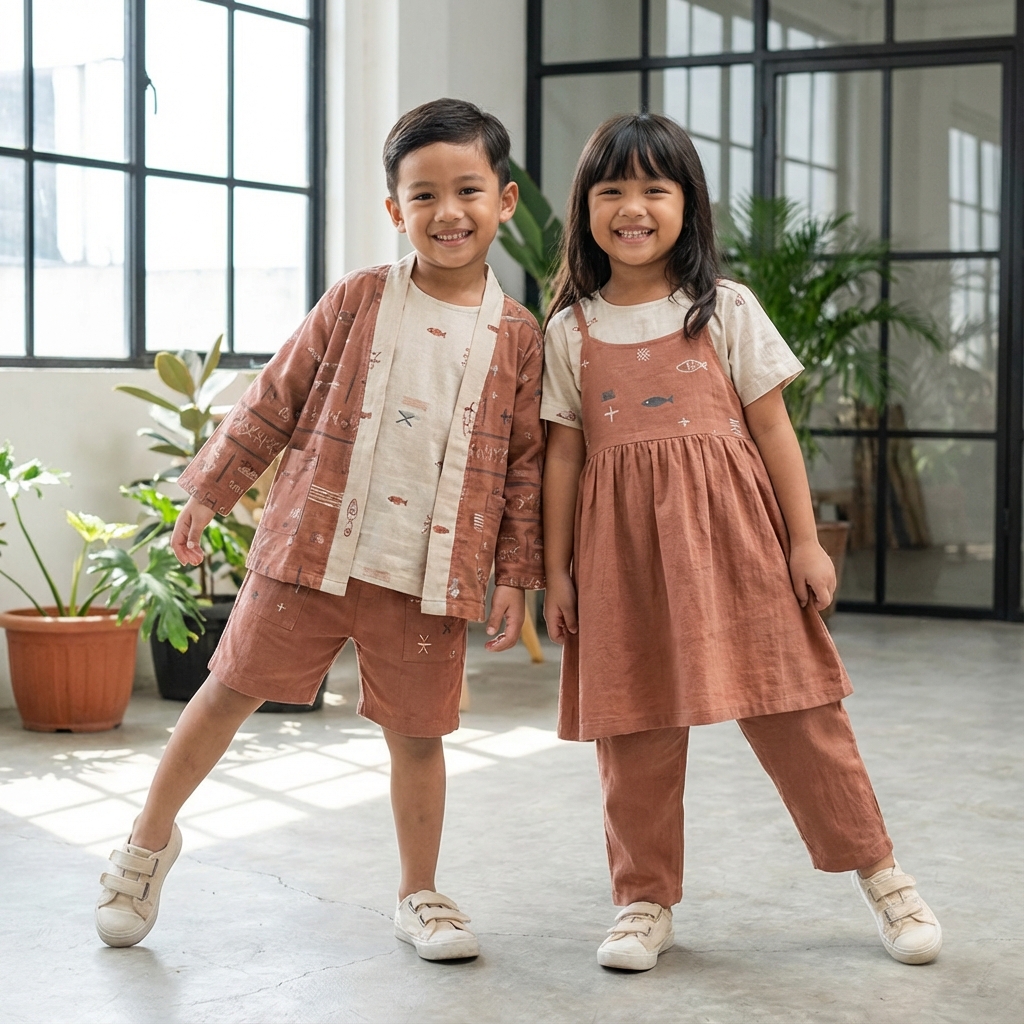 Siblings in Coordinated Earth Tones