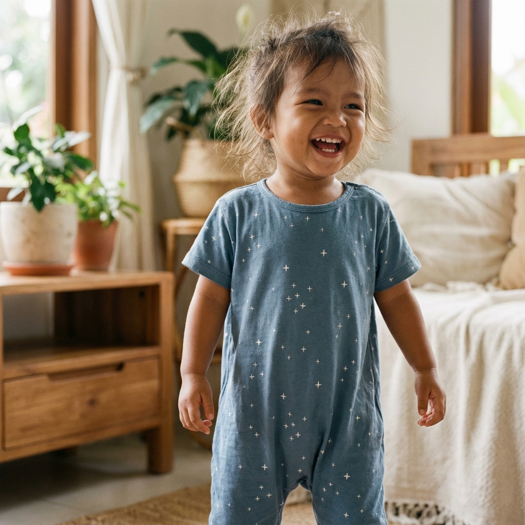Chic Toddler Romper in Dusty Blue